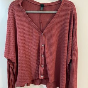 XXL Wild Fable Pink Long Sleeve Cropped Shirt